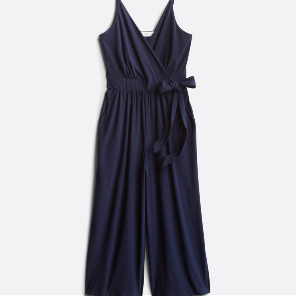 Kaileigh Rica Knit Crop Navy Blue Jumpsuit - NWT